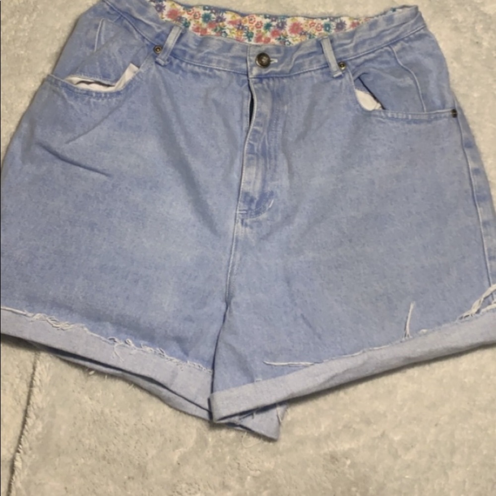 Light Denim high waisted shorts